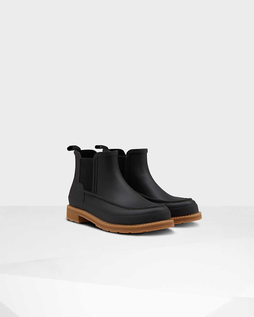 Hunter Original Moc Toe Men's Chelsea Boots NZ-76243M Black
